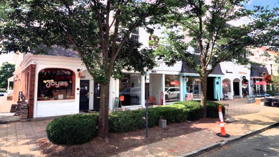 Exterior view of 657 High Street in Worthington showing Joya's storefront and adjacent retail space.